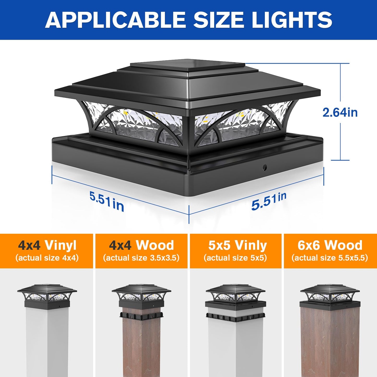 APONUO 12-Pack Solar Post Cap Lights for 4x4, 5x5, 6x6 Posts - Auto On/Off, IP64 Waterproof, Warm & Cool White, Deck & Yard Black Lights
