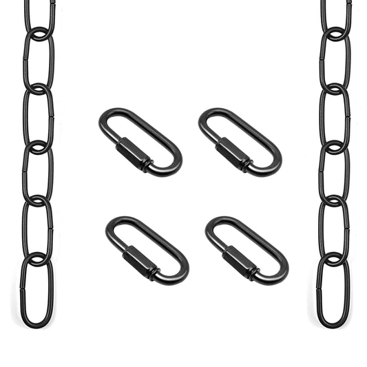 ECUDIS 6ft Black Pendant Light Hanging Chain, Extension with Connection Locks for Chandelier, Plants, Fruit Basket Lighting Replacement