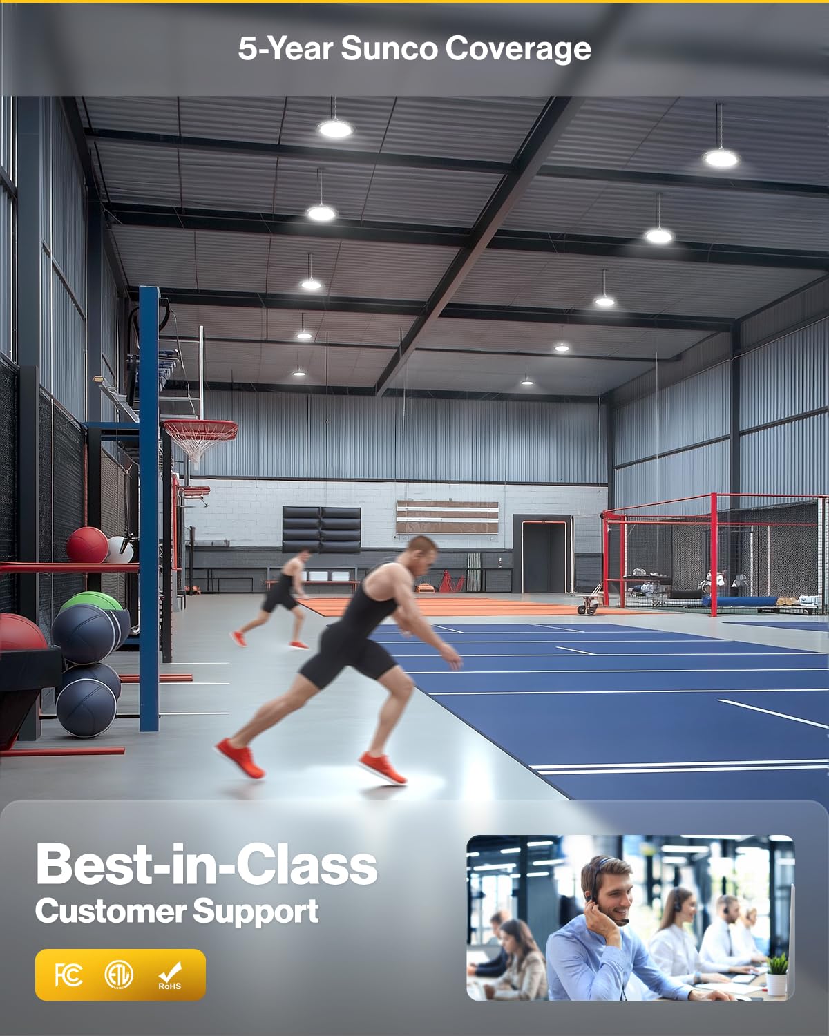 Sunco 6-Pack UFO LED High Bay Light 150W 19500LM 5000K Ultra Bright Commercial Shop Light for Warehouse, Garage & Workshop