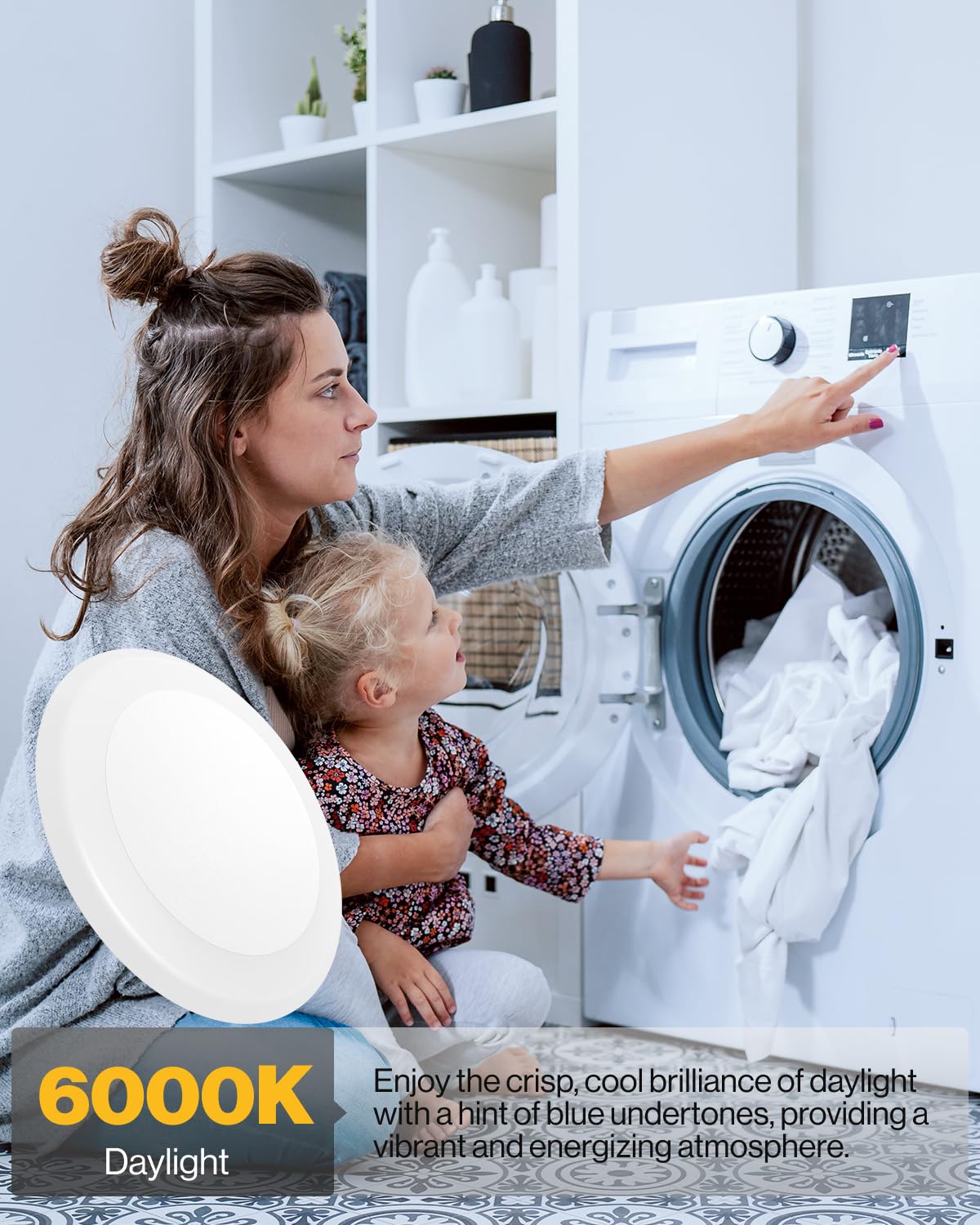 **Sunco Lighting 12-Pack 5/6” LED Disk Lights, Flush Mount Recessed Ceiling, 6000K Daylight, 15W 100W Eq, 1050LM, Dimmable, ETL**