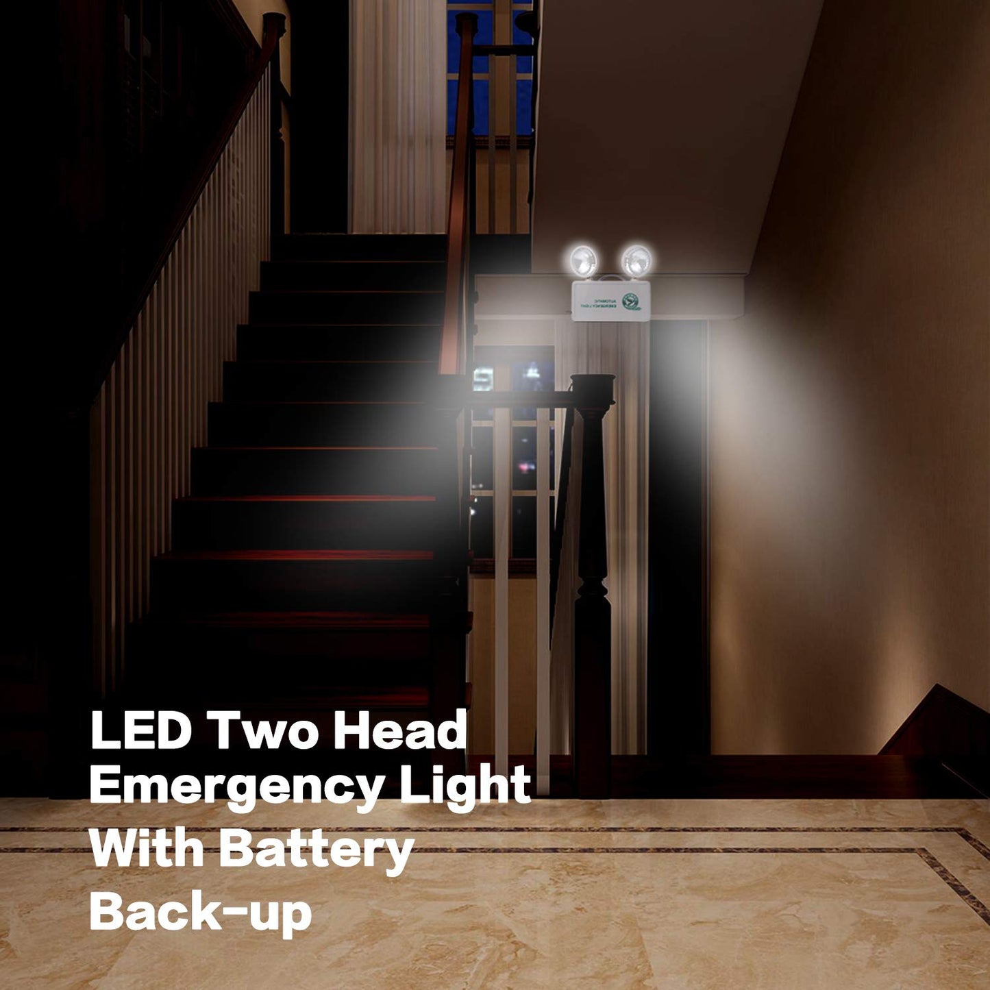 OTYTY 2-Pack LED Emergency Lights for Home, Battery Backup, 2 Adjustable Heads, 200 Lumens, 180-Min Runtime, UL Certified