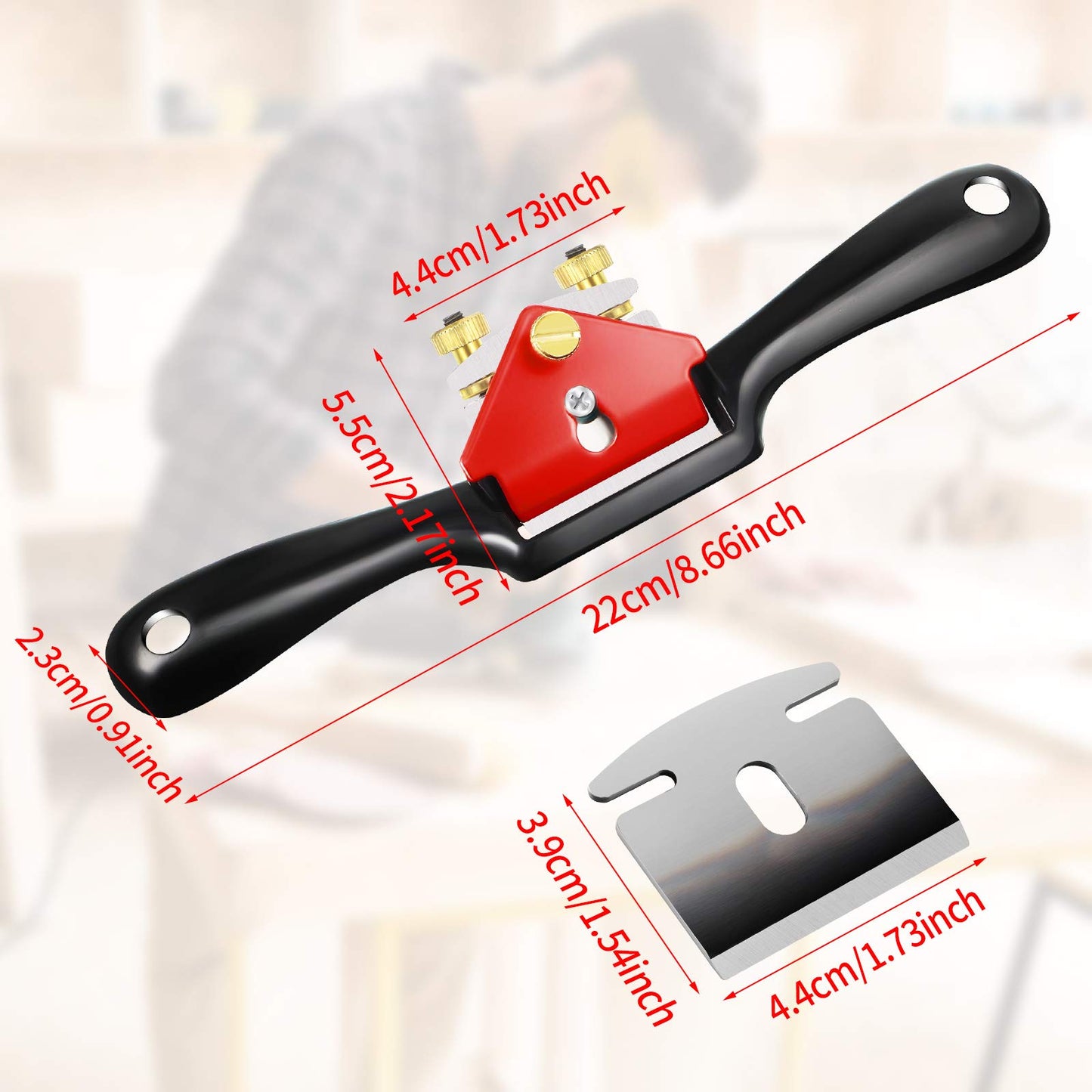 Minatee Adjustable Spokeshave with Flat Base and 5 Metal Blade Smooth Planes Working Hand Tool for Wooden Craft Carver Wood Working