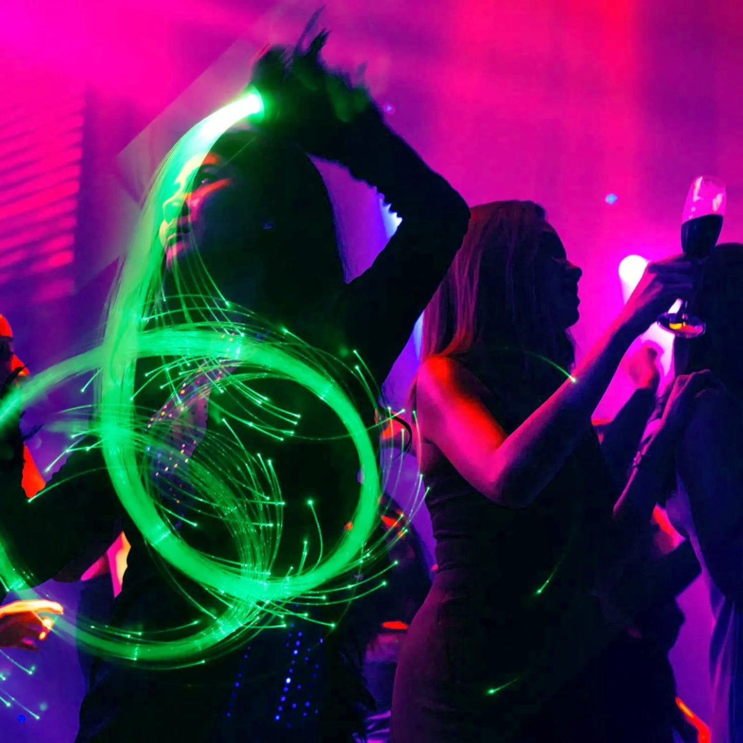 Dance Whip LED Fiber Optic Whip 6ft Rechargeable Pixel Whip with 7 Colors and 4 Glowing Modes,Flow Perfect for Dance, Parties, Gift