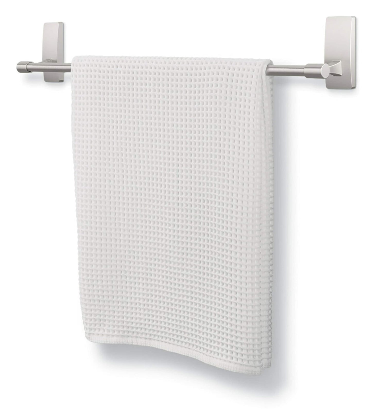 Command Bath Satin Nickel Towel Bar with Water Resistant Command Strips, Bathroom Organizer, 24 in Bar Length Holds up to 10 lbs