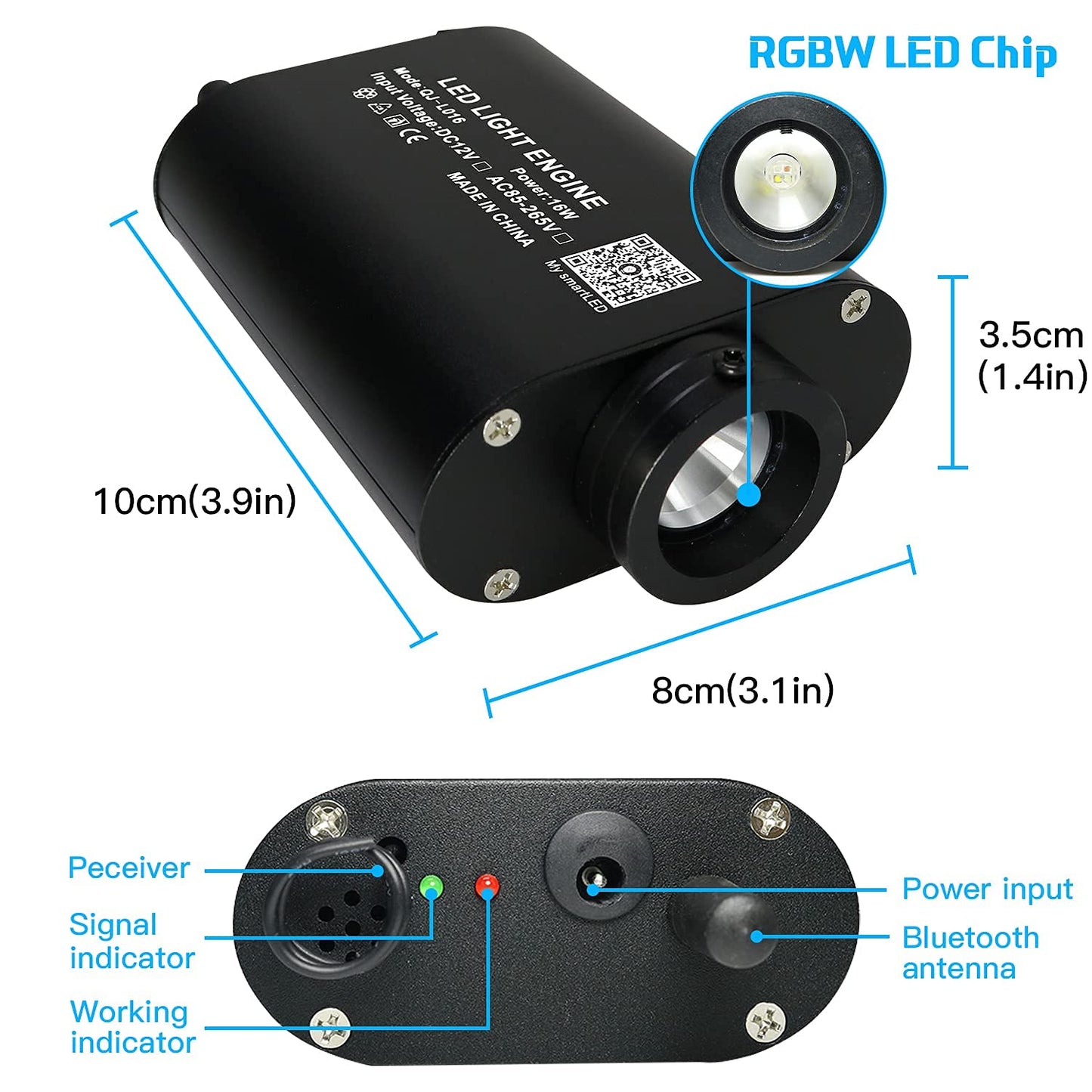 AMKI 16W Fiber Optic Starlight Headliner Kit, APP & Remote Control, Sound Activated, 300pcs 0.75mm 6.5ft Strands for Car & Home Decor