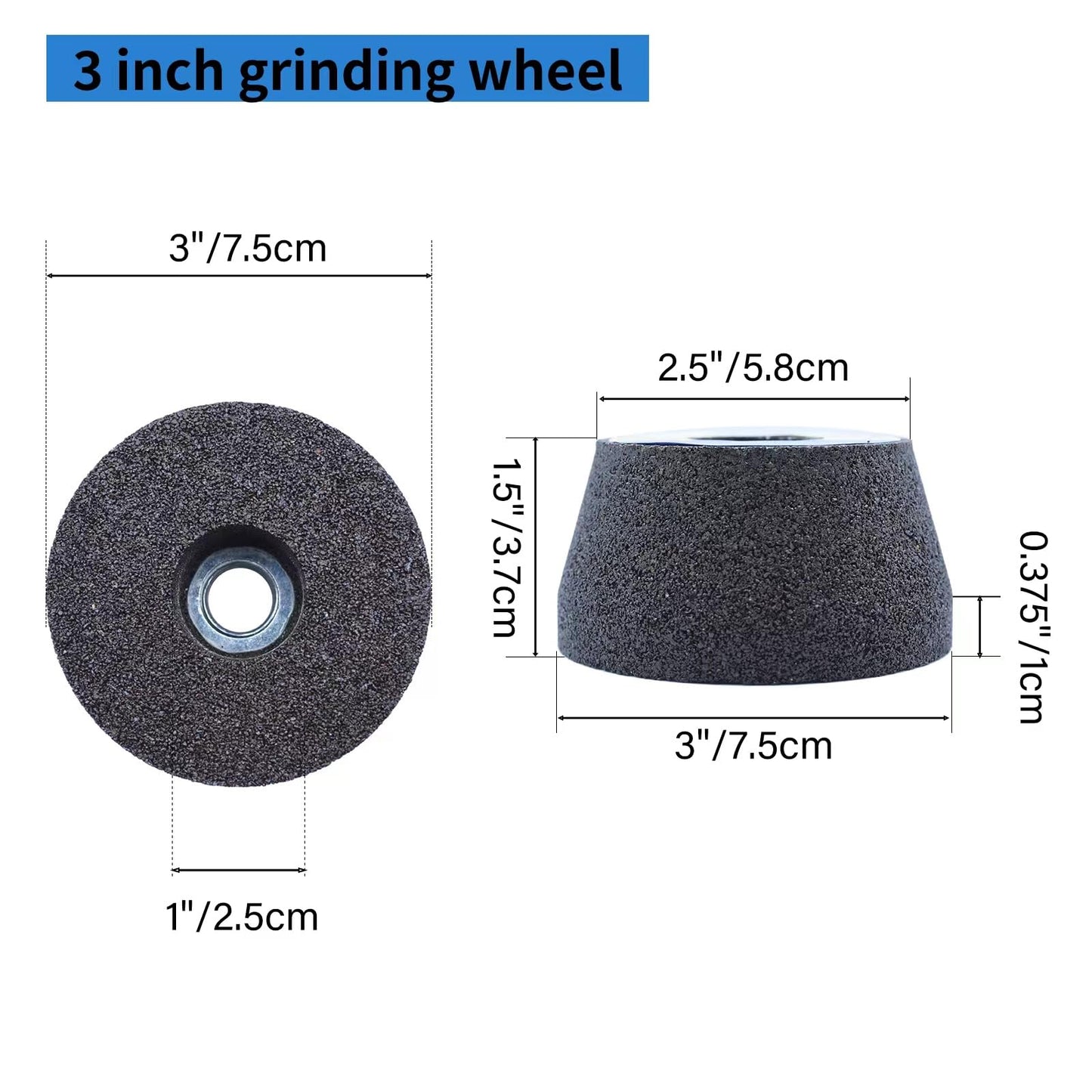HONGUIS 3 Inch Green SiC Grinding Stone Wheel,Flaring Cup Wheel for Granite Marble Concrete Masonry with 5/8"-11 Threaded Arbor(36 Grit)