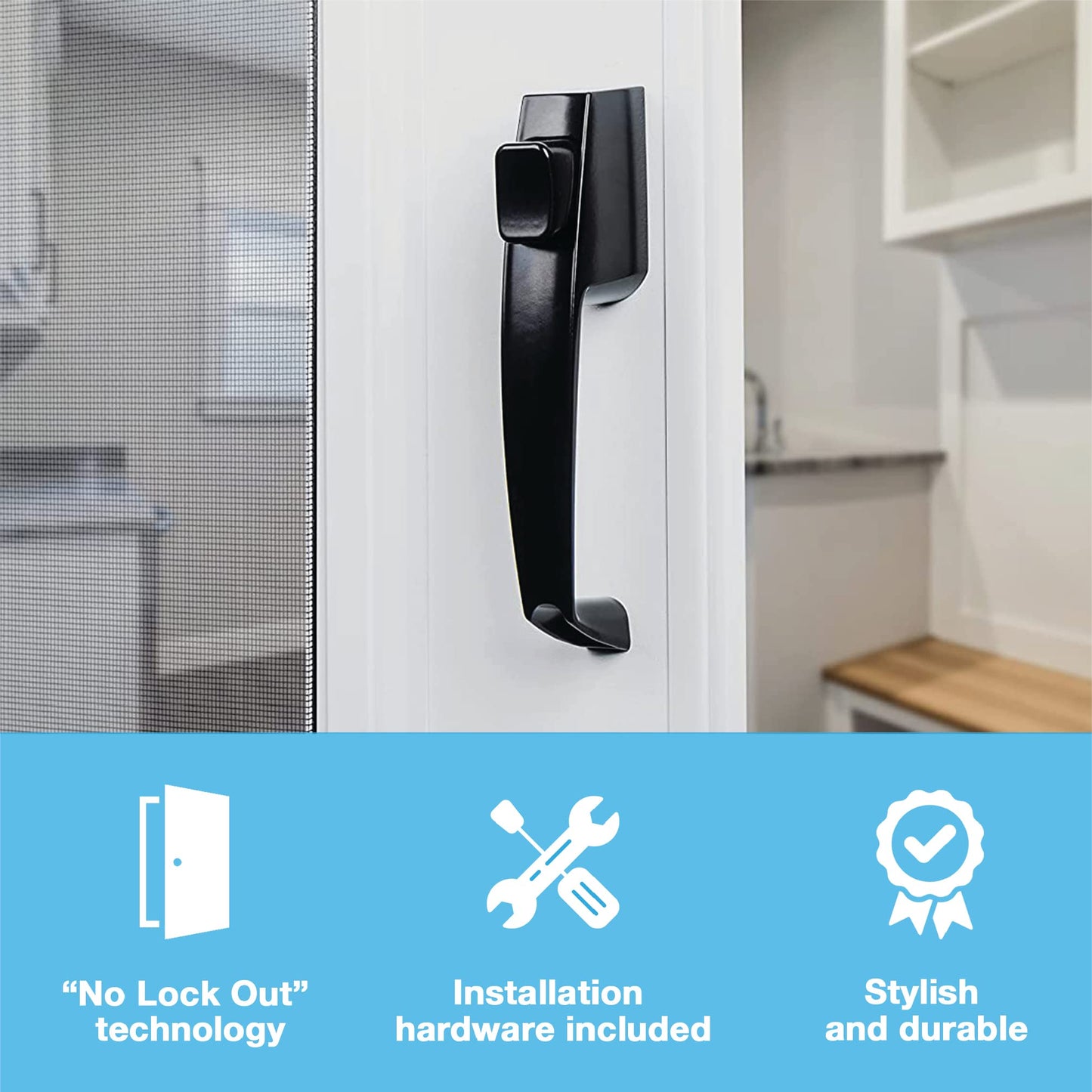 Wright Products V333BL Tie Down Push Button Door Latch for Screen and Storm Doors, Black