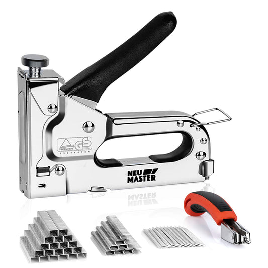 NEU MASTER 3-in-1 Heavy Duty Manual Staple Gun with Remover & 2000 Staples for Upholstery, Carpentry, Furniture, DIY, Decoration
