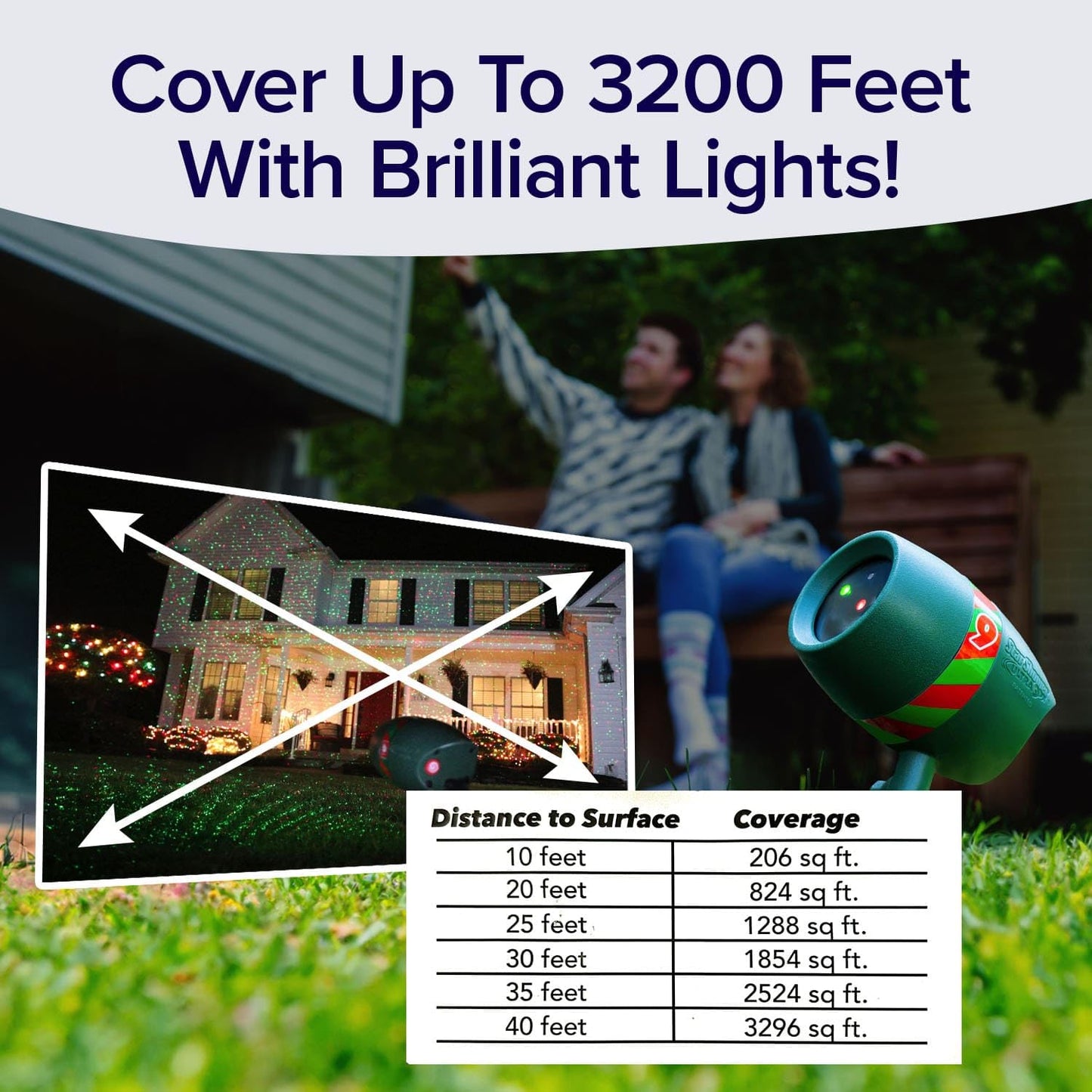 Star Shower Ultra 9 Outdoor Laser Light Show – 9 Patterns, 3 Colors, Motion or Still, Covers 3200 Sq Ft, Holiday Projector