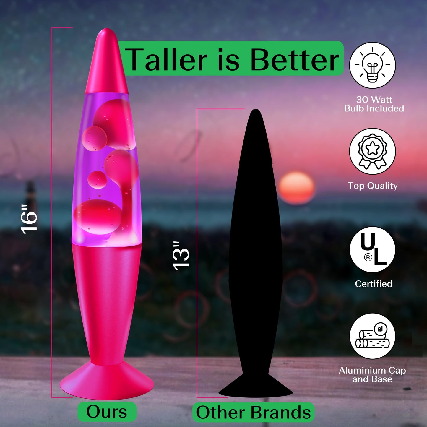 JAMBO 16" Purple & Pink Magma Motion Lamp, Relaxing Liquid Night Light for Home, Office, Bedroom, Teens & Kids Decor