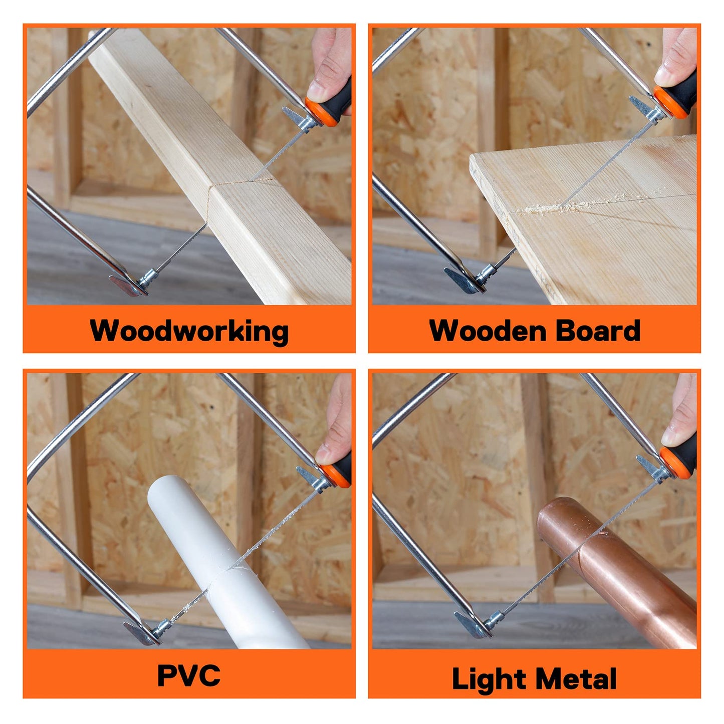 JORGENSEN Pro Coping Saw, Coping Frame and Extra 2pcs 6-1/2 Inch Replacement Blades Set for Woodworking, Plastic, Rubber, and Soft Metal Cutting