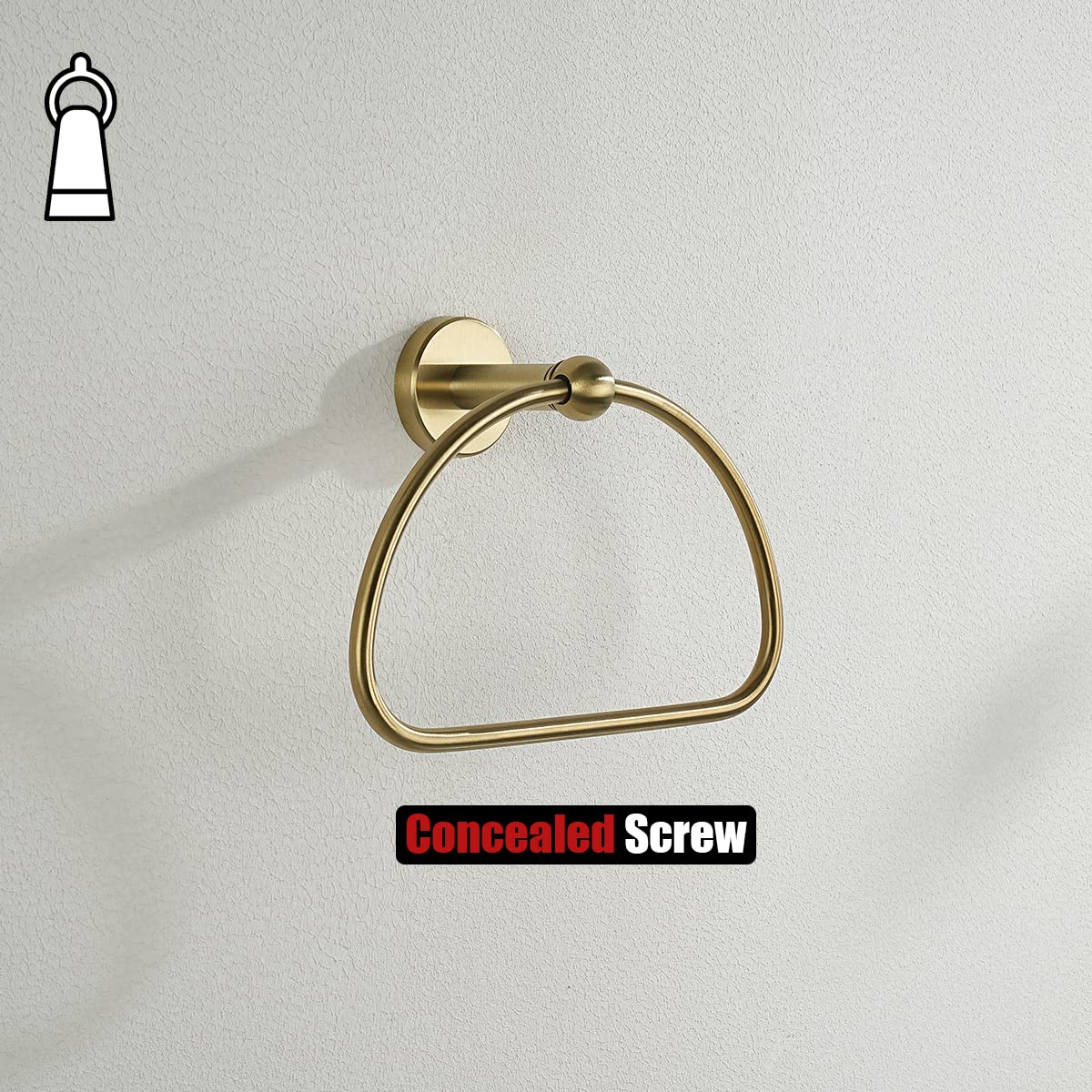 JQK Towel Ring Light Gold, Stainless Steel Half Ring Towel Holder for Bathroom, 7 Inch Brushed Golden Wall Mount, TR160-BG