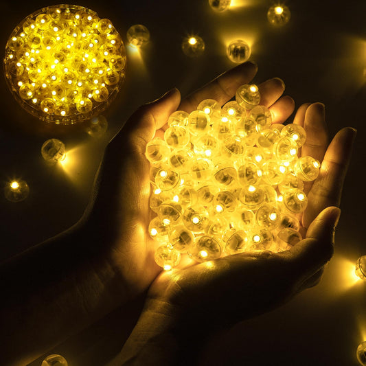 CHZK 100PCS Mini LED Lights, Multicolor Ball Paper Lantern Lights, Long Standby, Warm White for Birthday, Christmas, Halloween Decor