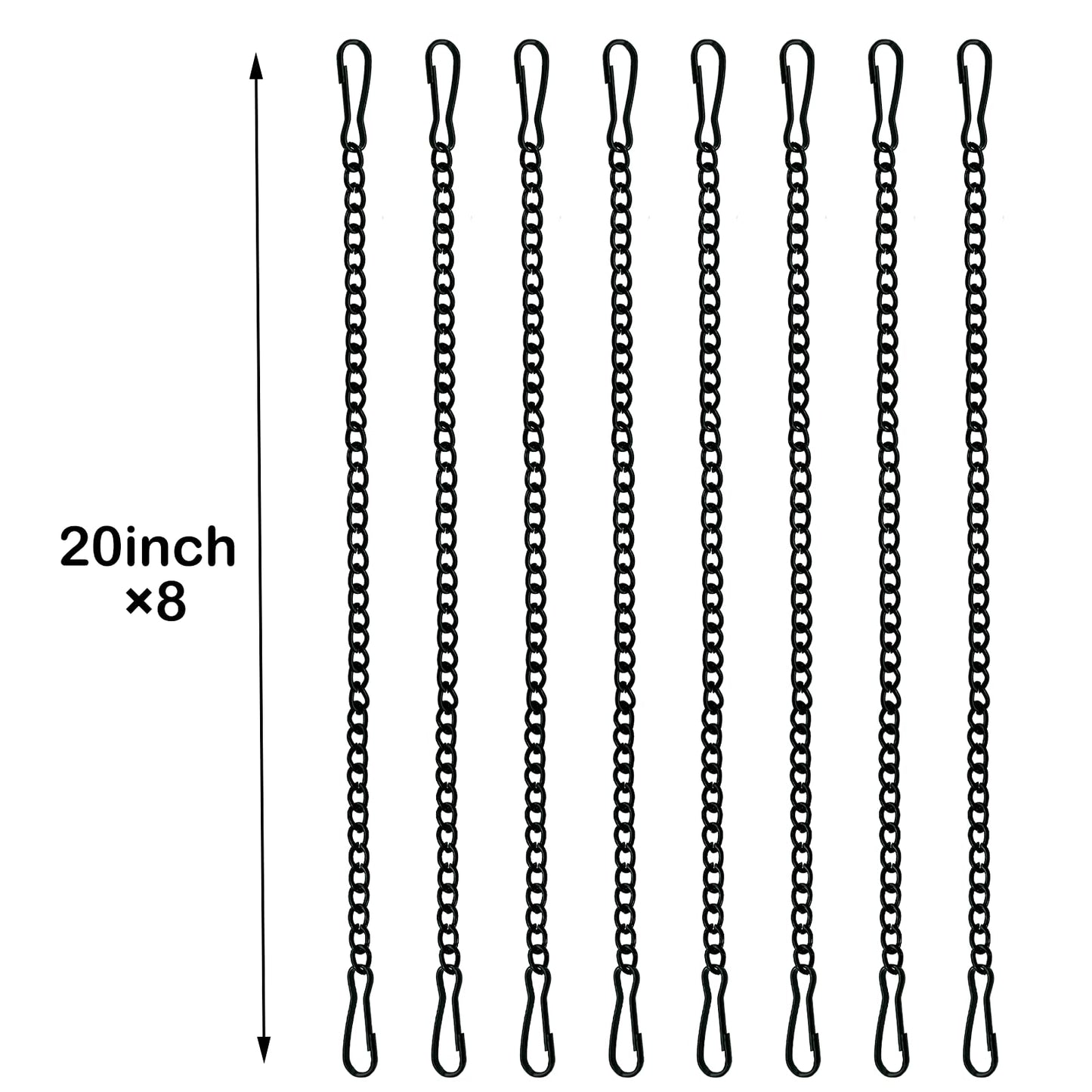 8 Pcs 20 Inch Stained Glass Window Hanging Chain - black Hanging Chain, Window Art Decor, Patio Garden Outdoor Decorative Hanging Glass Panels Chains