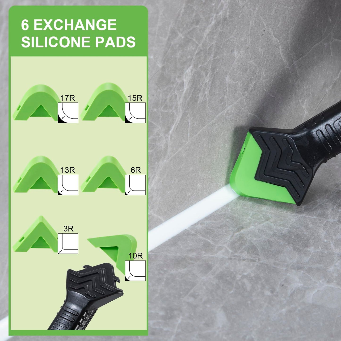 3-in-1 Caulking Tool with Stainless Head – Grout & Sealant Remover, Caulk Finisher, Angle Scraper for Bathroom, Kitchen, Windows & Floors