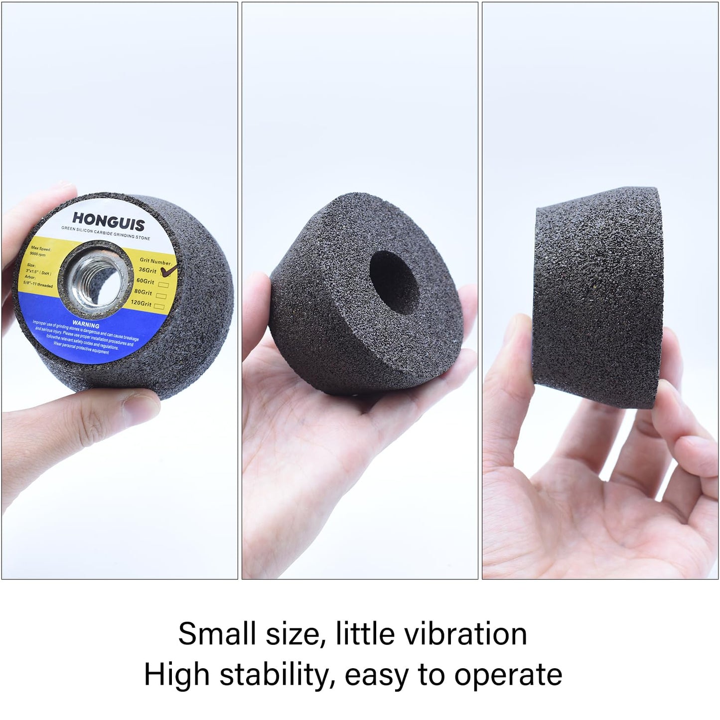 HONGUIS 3 Inch Green SiC Grinding Stone Wheel,Flaring Cup Wheel for Granite Marble Concrete Masonry with 5/8"-11 Threaded Arbor(36 Grit)