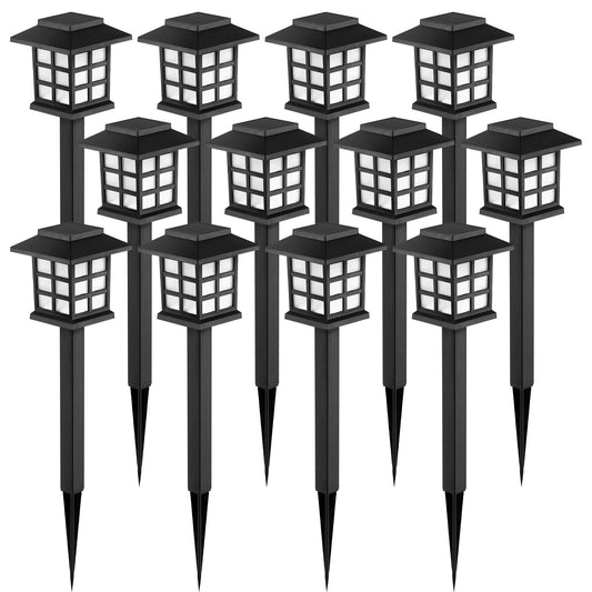 GIGALUMI 12-Pack Solar Outdoor LED Lights, Waterproof, 10-Hour Solar Pathway & Garden Lighting for Yard, Patio, Driveway