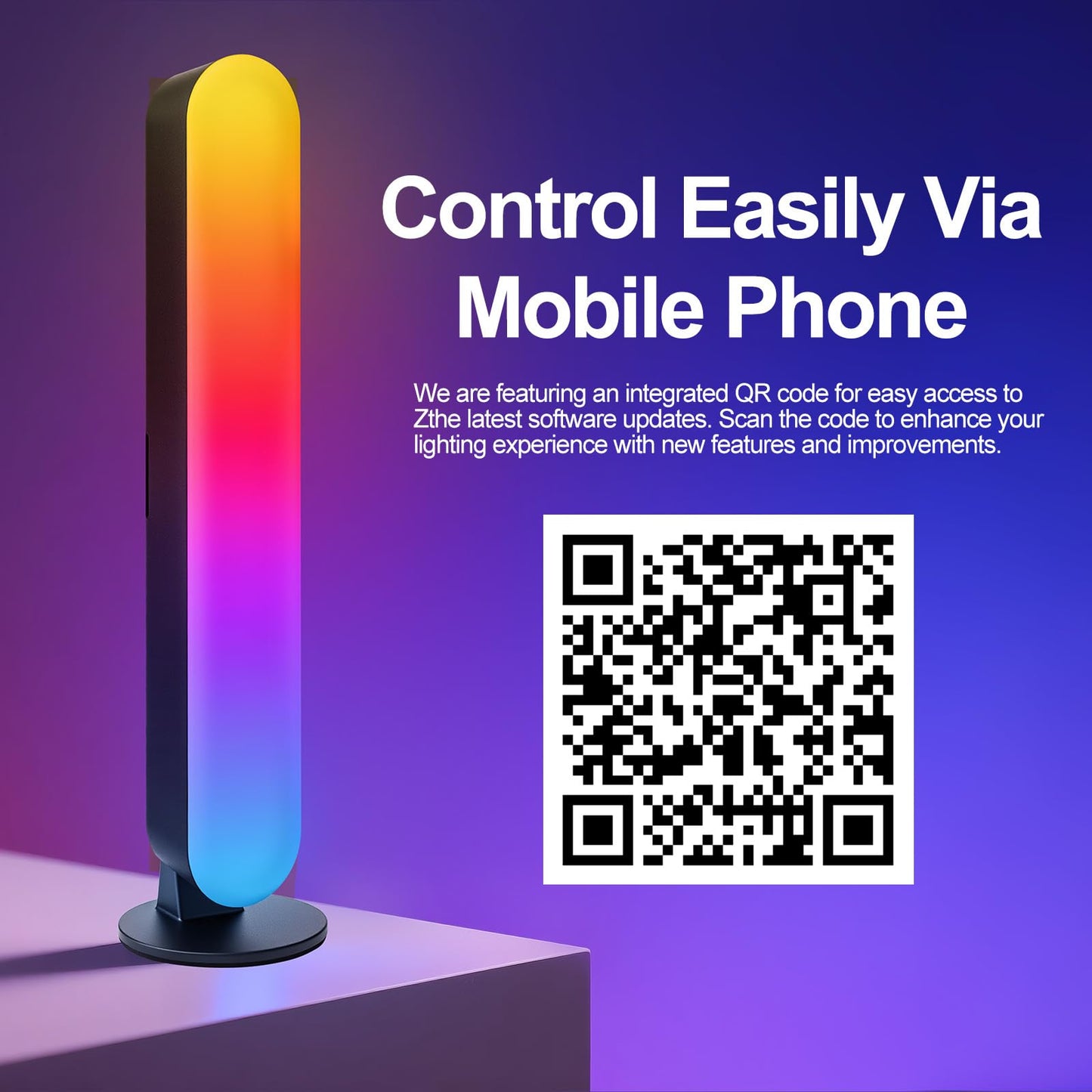 TRIPLE RABBIT RGB Light Bar,Smart LED Light Bar for Room,16 Million Colors,Three Control Modes,Dynamic Music Sync Mode,213 Preset Modes,USB Interface