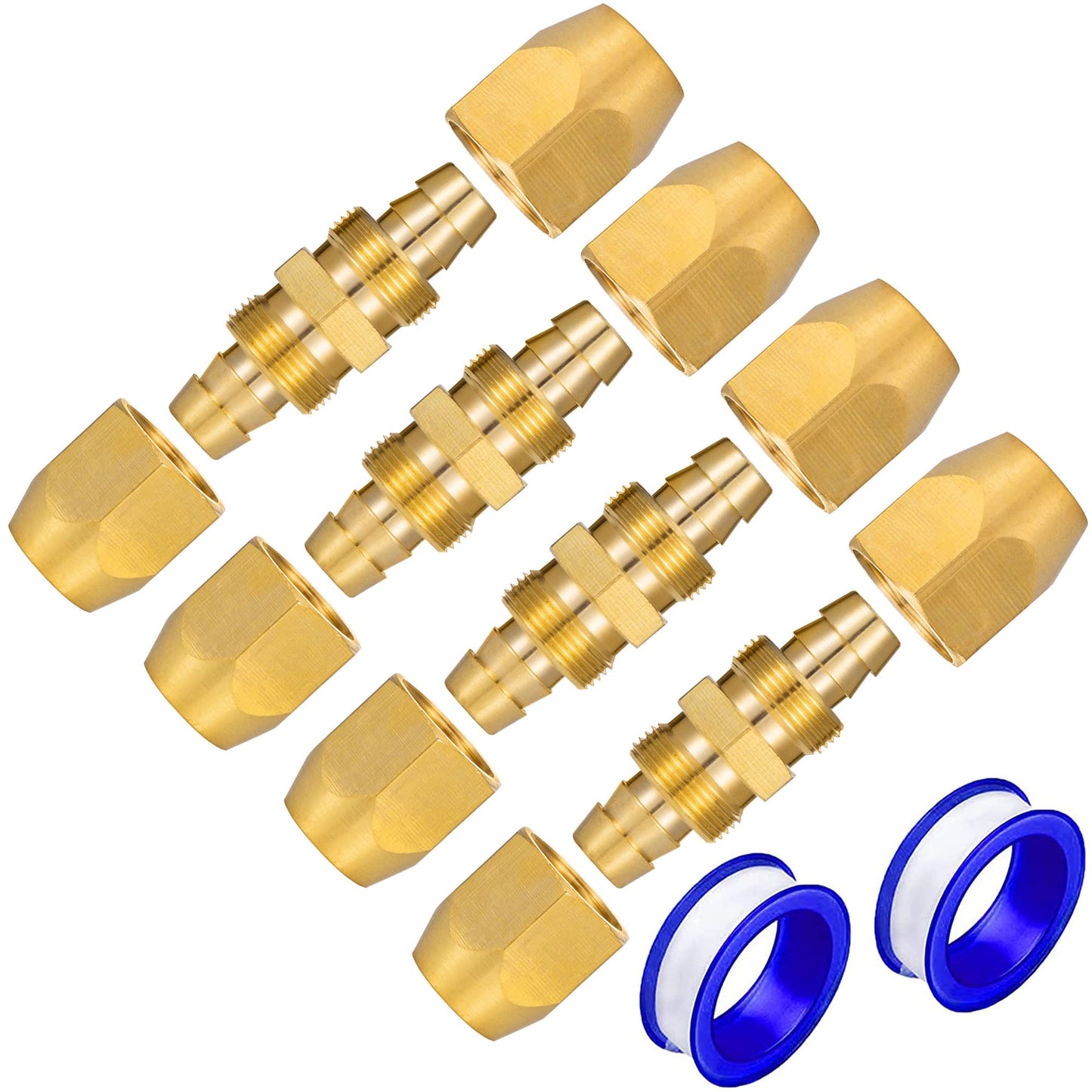 Breezliy 4PCS Soild Brass Air Reusable Hose Splicer For 1/4-Inch ID Hose,1/4" Air Hose Repair Fitting
