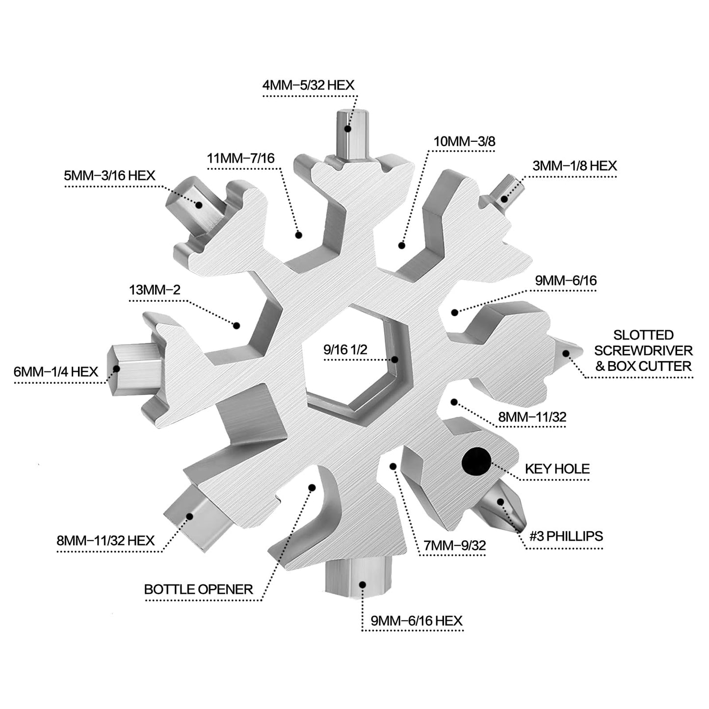 Snowflake 18-in-1 Multitool 2-Pack – Christmas Stocking Stuffers for Men, Dad, Husband, Gifts from Kids (Silver & Black)