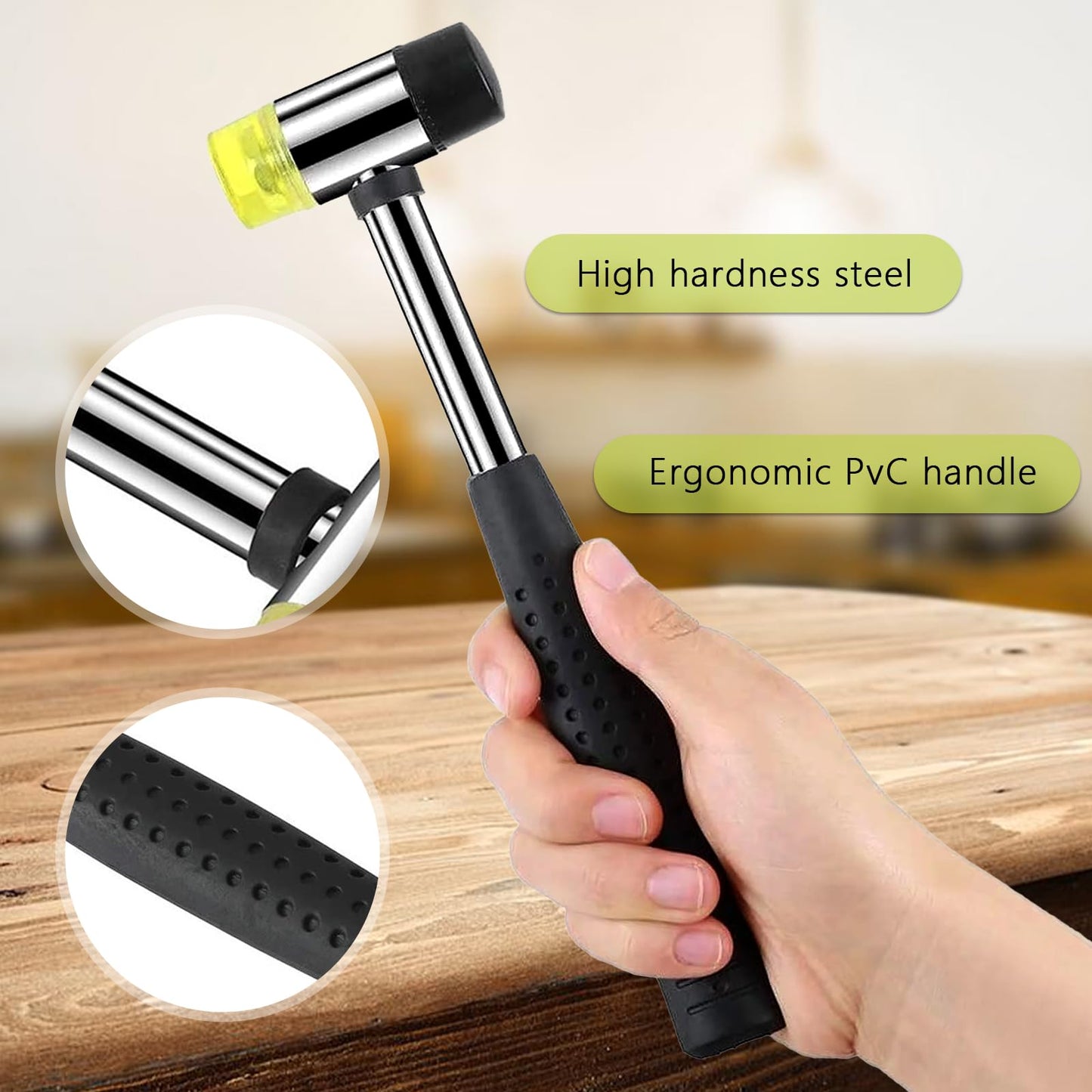 25mm Dual Head Nylon Rubber Hammer, Double-Sided Lightweight Jewelers Metal Mallet, Soft Multipurpose Hammer for Home Decoration & Installation