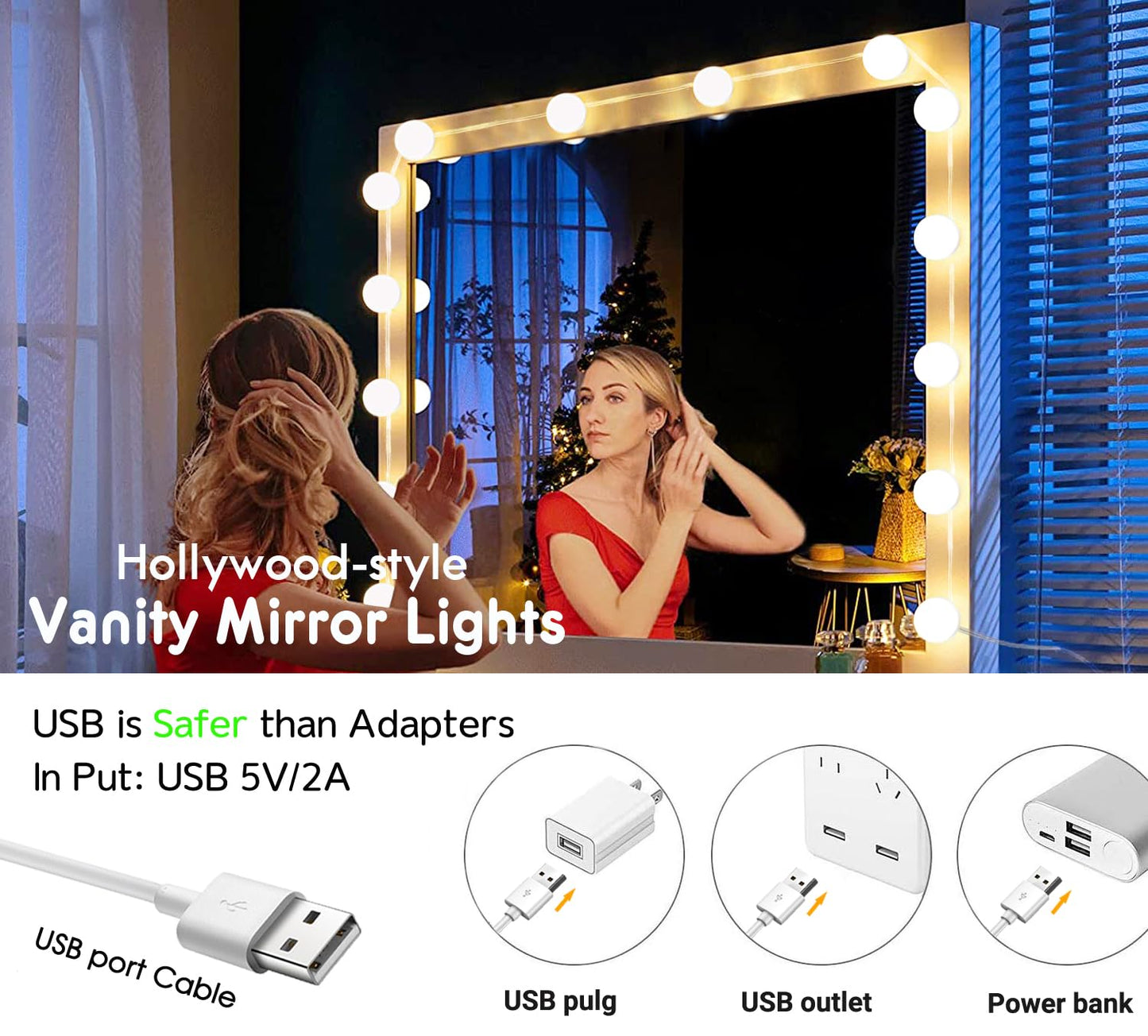 HELOIE 22.6ft Led Vanity Mirror Lights with 14 Dimmable Light Bulbs Makeup Vanity Lights for Big Long Mirror,Mirror Not Included