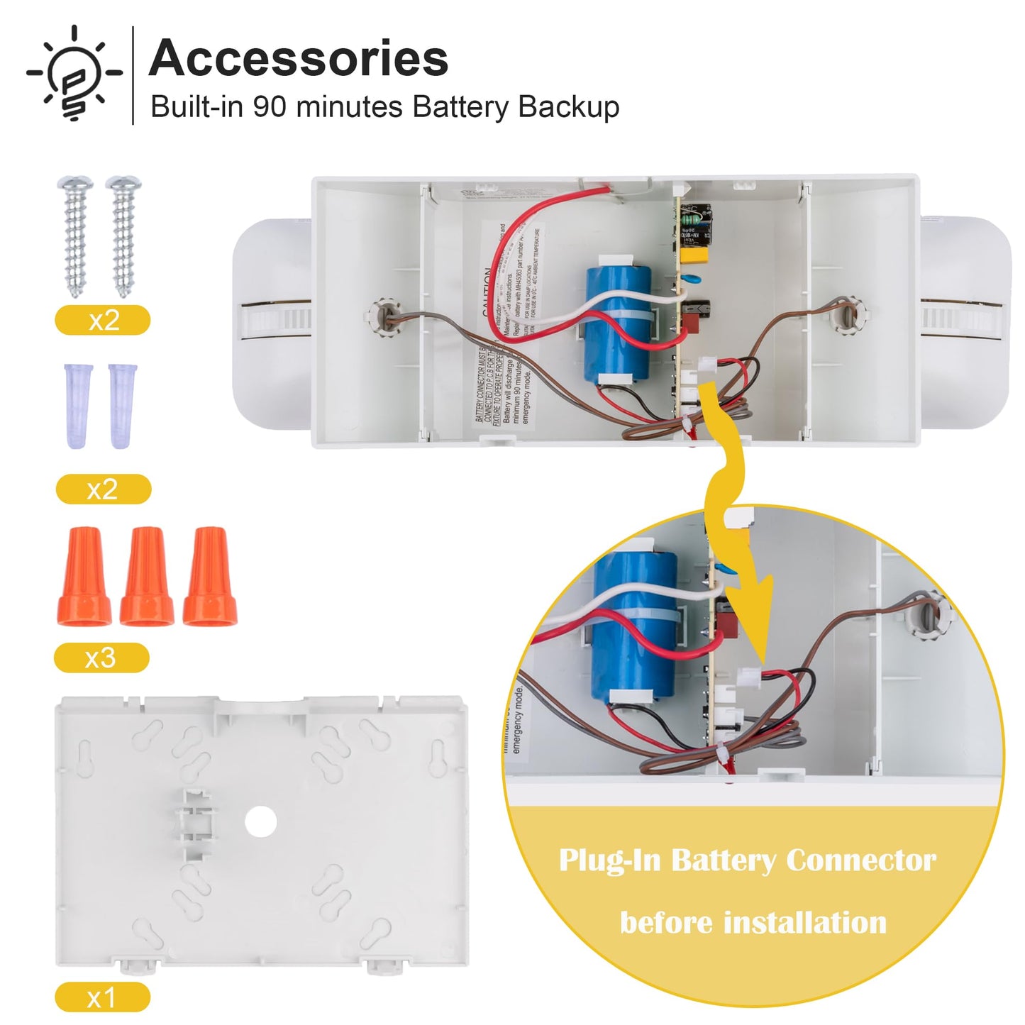 GRUENLICH LED Dual-Head Commercial Emergency Light, Backup Battery, Hardwired 120-277V, Office & Business Power Outage, 2-Pack
