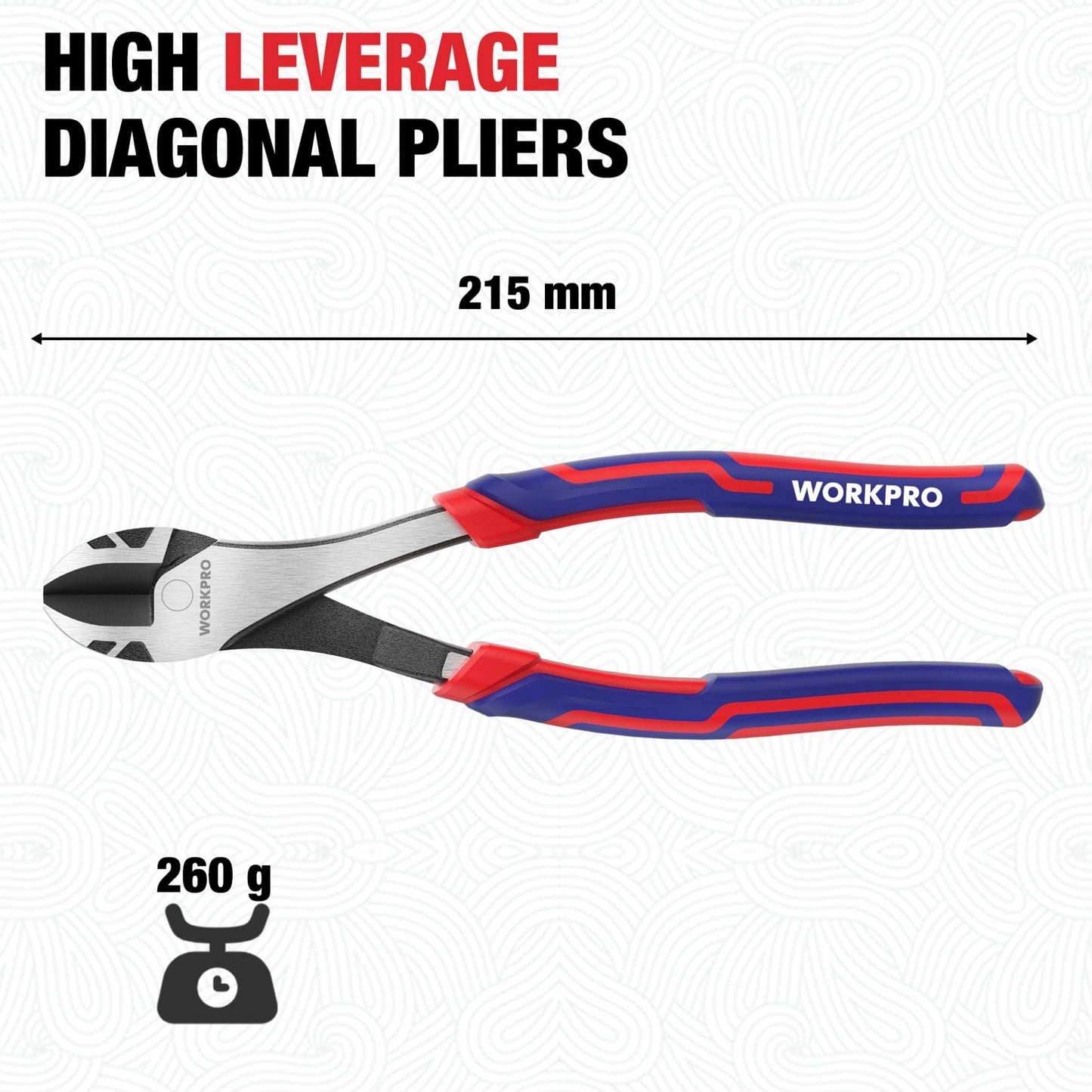 WORKPRO 8 Inch High Leverage Diagonal Pliers, Wire Cutters Heavy Duty in CRV Steel, Diagonal Cutters for Cutting Wires