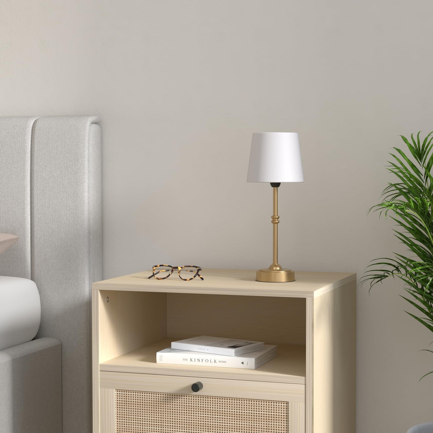 O’Bright Seraph Cordless LED Table Lamp, 3-Level Dimmer, Rechargeable, Ambient Bedside & Patio Lamp, Antique Brass