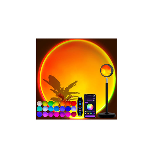 **Molemyn Sunset Lamp Projector with App Control – 21-Color LED Sunset Light, 180° Adjustable Mood Lamp for Photography, Bedroom, Party & Wedding Decor**