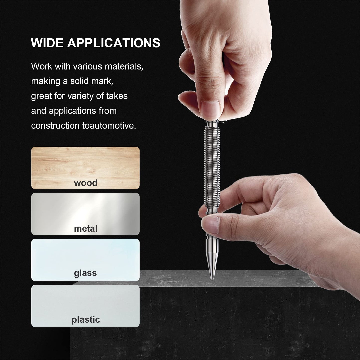 Glieskir 2-PCS Spring Loaded Nail Set Tool, Dual Head Nail Setter & Hinge Pin Punch, Hammerless 1/16″ & 3/32″ Door Pin Removal