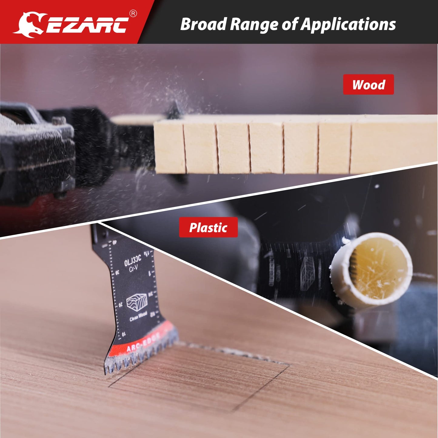 EZARC Japanese Tooth Oscillating Saw Blade, 5 PCS Arc Edge Oscillating Multitool Blades Clean Cut for Wood, Plastic