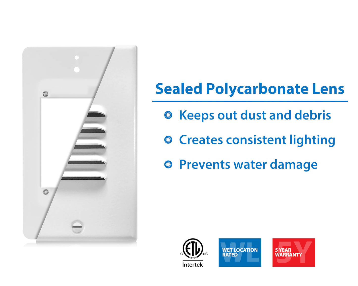 STP2 Louvered White LED Step Light with Photocell (STP2L120WHPC)