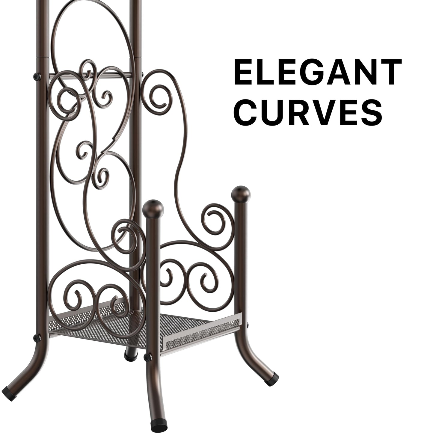 Simple Houseware English Style Bathroom Toilet Tissue Roll Holder Stand with Shelf, Bronze