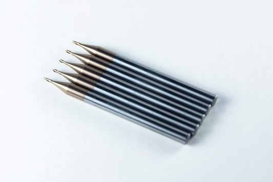 Jarrow Tool Carbide Ball Nose End Mill for CNC Machine Milling Tools, for Alloy Steels/Hardened Metals - 2 Flute - 55HRC TiAlN Coated (5Pcs, 1/32)