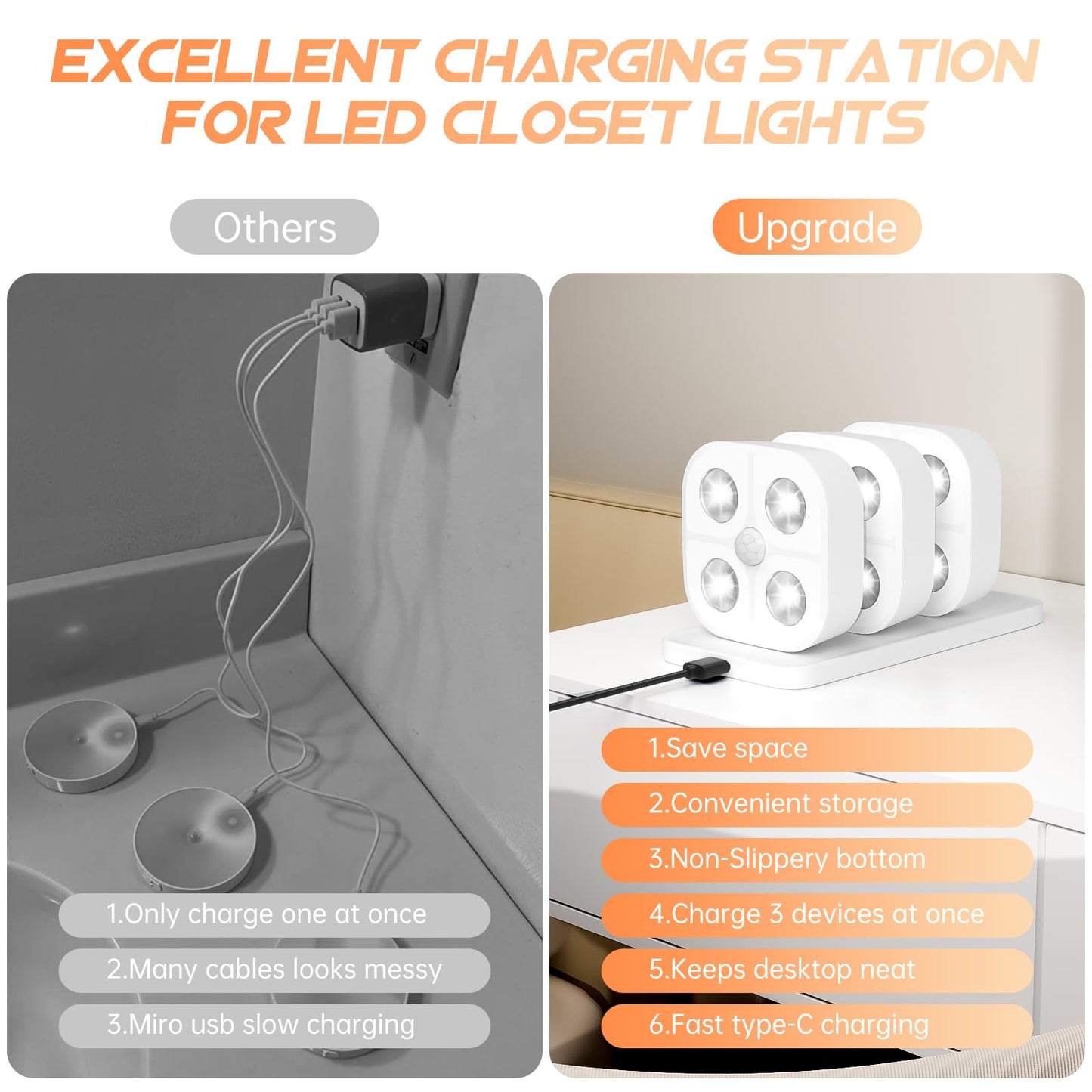 Wireless Rechargeable RGB Puck Lights with Charging Station, Motion Sensor LED Under Cabinet & Stair Lights, Remote Control (3 Pack)