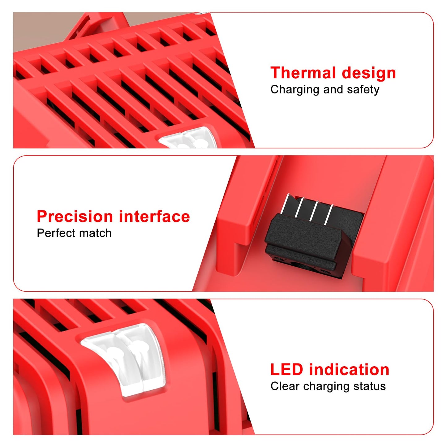Powilling Rapid Charger Replacement for Milwaukee M-12 M-18 Lithium Ion Battery 48-59-1812 48-11-2420 48-11-1815 48-11-1840 48-11-1841 48-11-1850