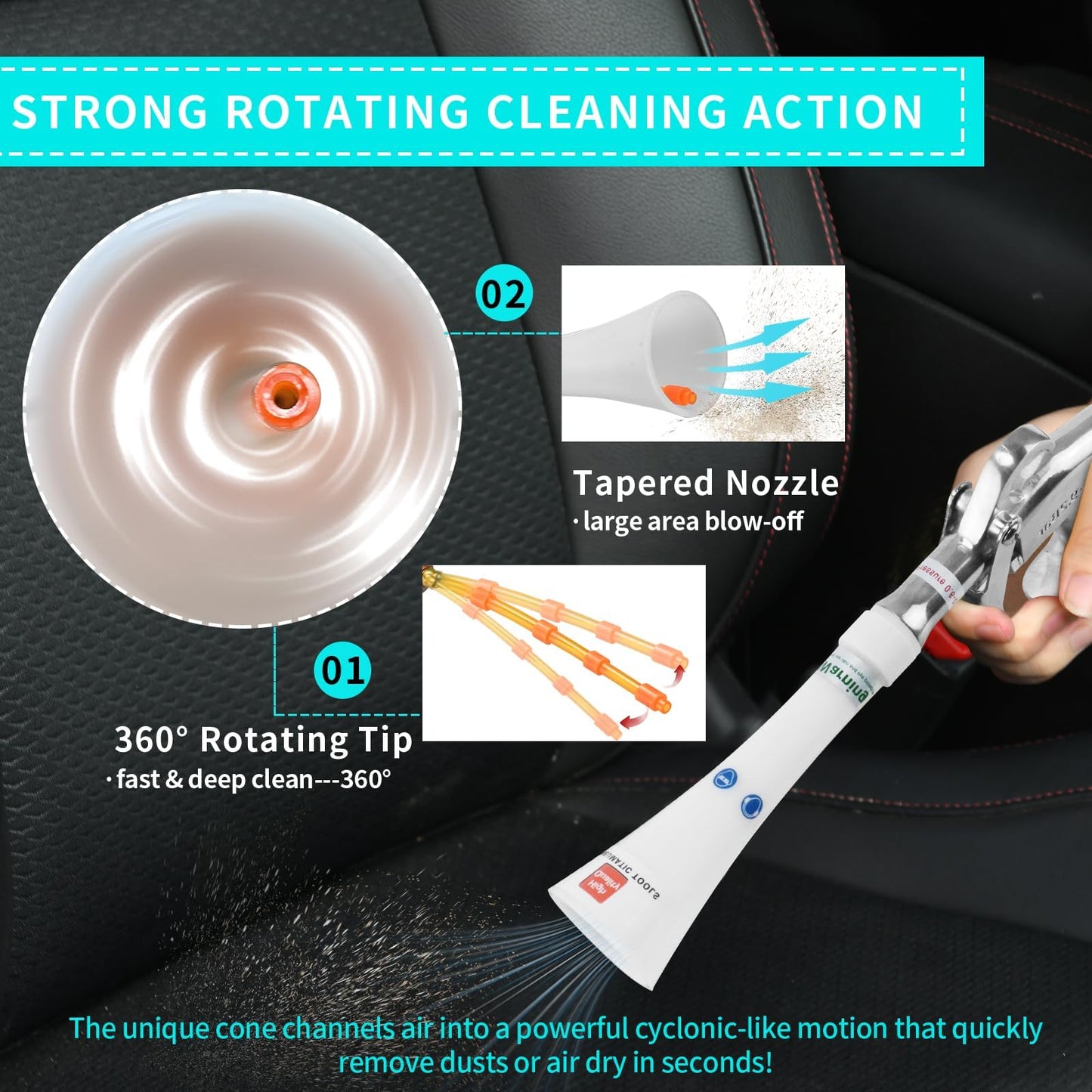 GOCCIDA Tornado Dry Cleaning Gun with Brass Adjustable Nozzle, Air Blower Quickly Removes Dust & Dirt, Works with Air Compressor