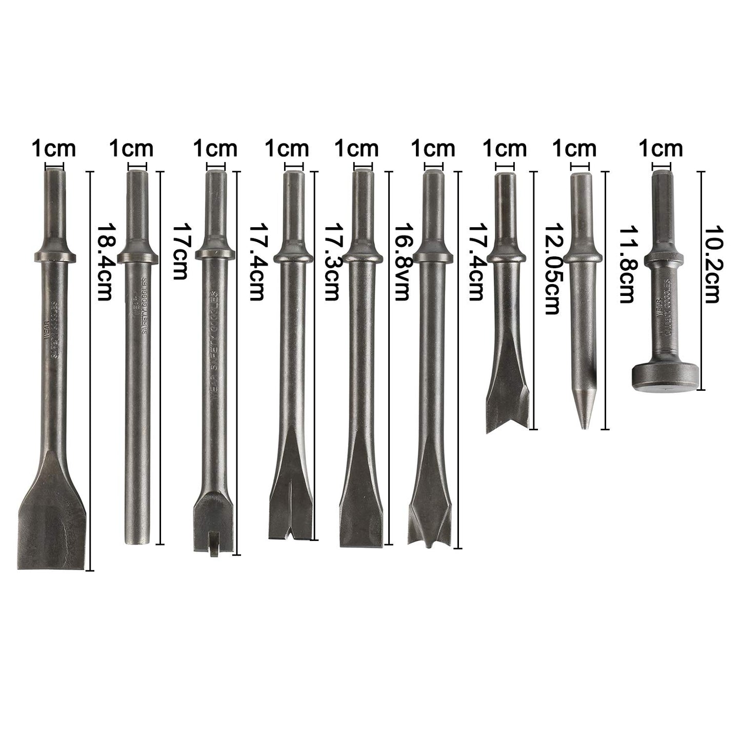 8MILELAKE Pneumatic Chisel Set 9pcs Air Hammer Punch Chipping Bits Tool