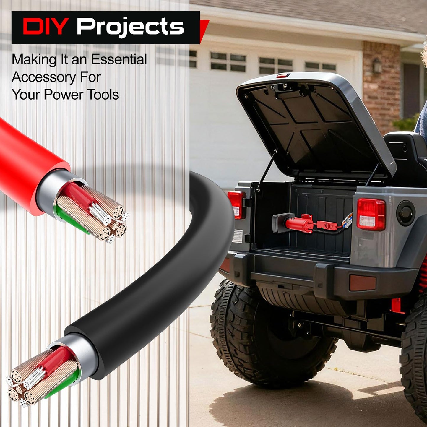 Crtbelfy Upgraded Milwaukee 12V Battery Adapter with Built-in Fuse & Switch, Power Ride Wheel Converter Kit, 14 Gauge