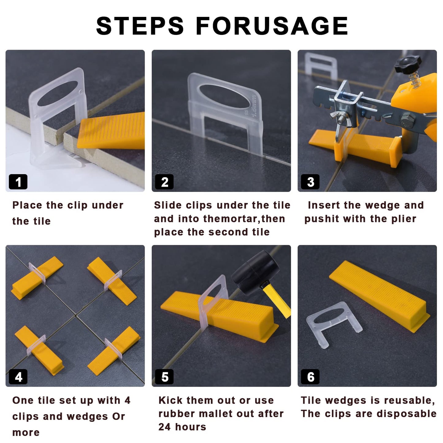 Tile Leveling System 5500 Pcs 1/16" Spacers with Clips & 16oz Rubber Mallet – Professional Ceramic & Stone Tile Tools Set