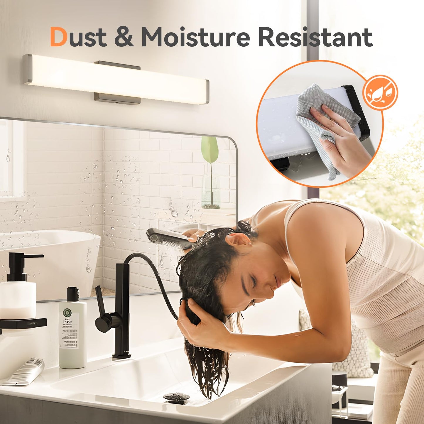 Amico 16" Dimmable LED Bathroom Vanity Light, 5CCT Modern Wall Lamp for Mirror, Kitchen, Hallway, Living Room, Black, ETL Certified