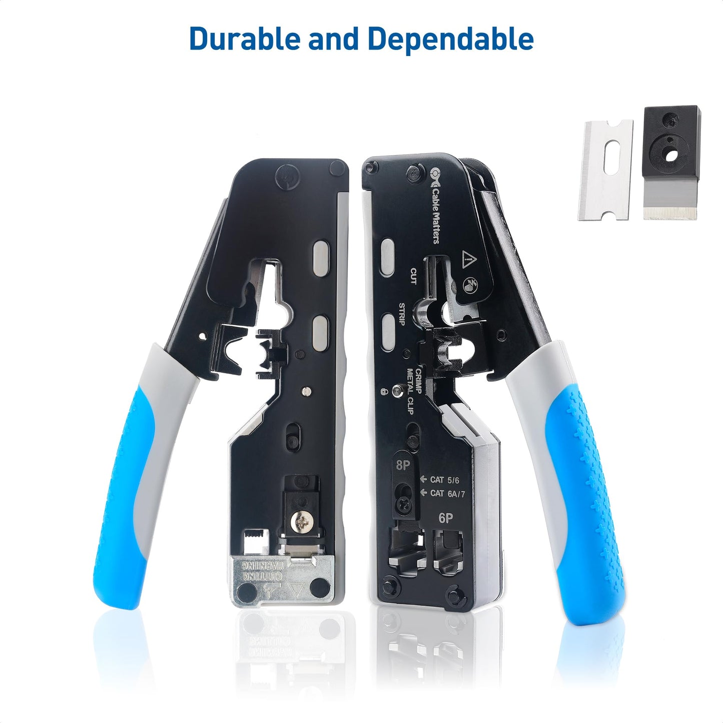 Cable Matters All-In-One Modular Ethernet Crimping Tool Cat 8 (Cat5 Cat6 Cat7 Cat8 Crimping Tool) for Shielded Pass-Through Connectors