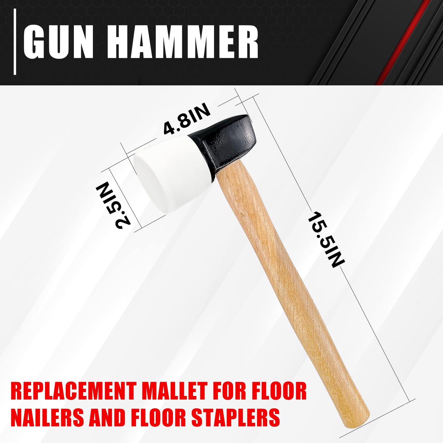 C&T White Rubber Flooring Mallet with Replaceable Head,Non-Marring Head, Wood Handle, 1 Replacement head