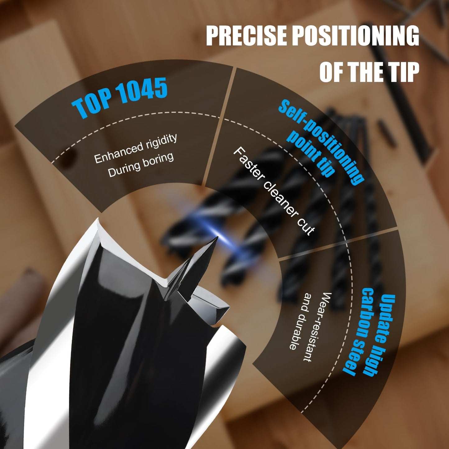 1/4" x 10" Auger Drill Bit for Wood, Hex Shank Tri-Flute Ship Auger Bit for Soft & Hard Wood, Plastic, Drywall & Composites