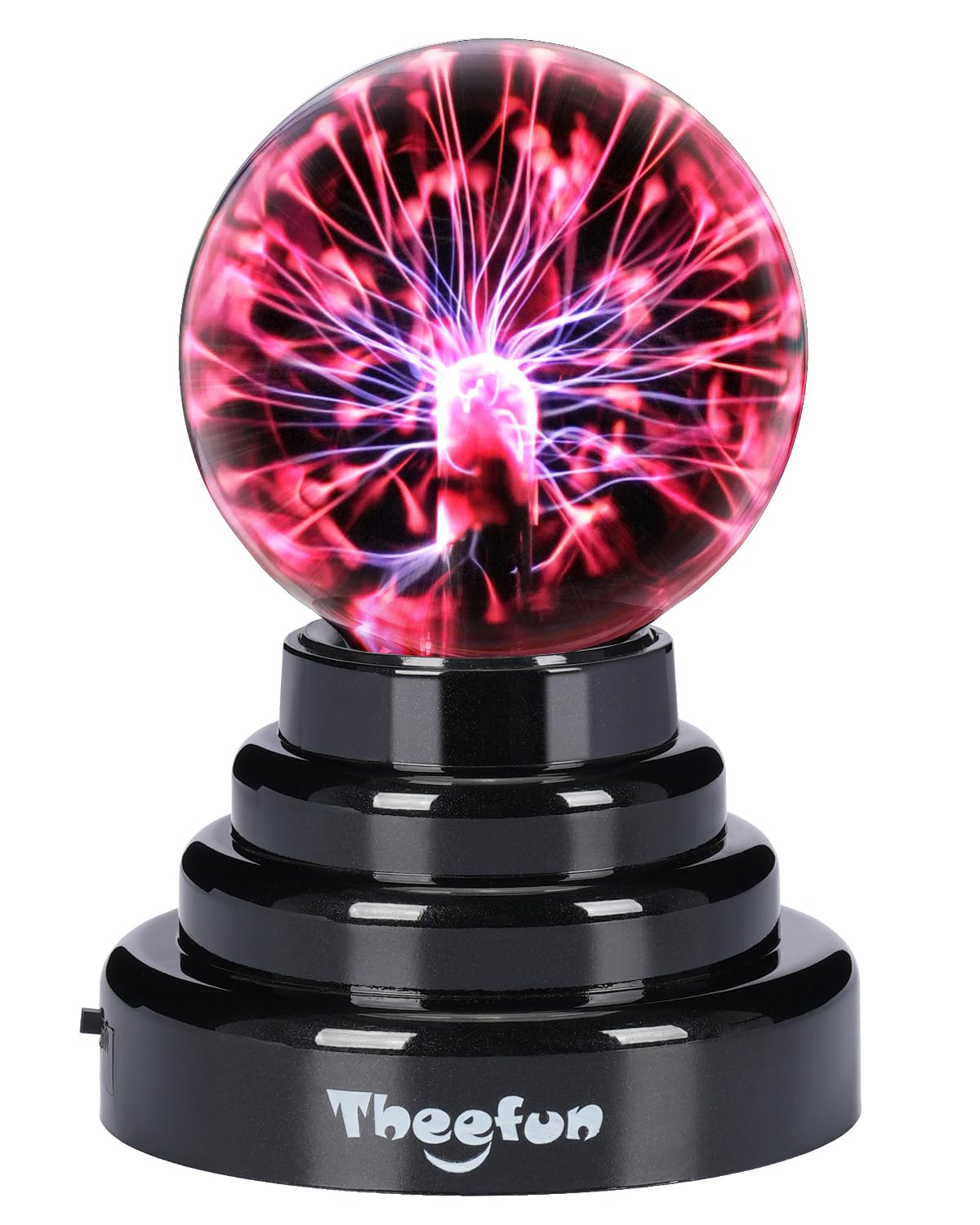 Theefun 3 Inch Plasma Ball Lamp, Touch Sensitive Plasma Globe, USB or Battery Powered, Nebula Lightning Novelty Toy & Home Decor