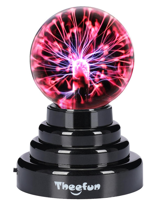 Theefun 3 Inch Plasma Ball Lamp, Touch Sensitive Plasma Globe, USB or Battery Powered, Nebula Lightning Novelty Toy & Home Decor