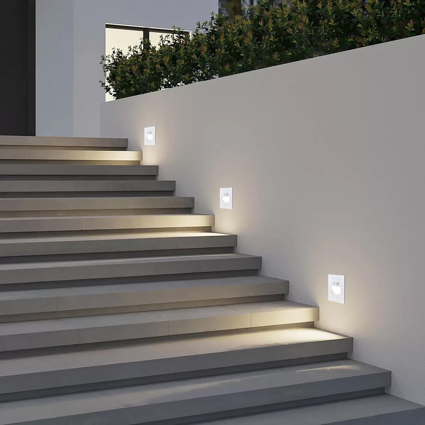 **Edvivi Hardwired LED Step Light, 3000K White Stair Light w/ Motion & Photocell Sensor, Indoor/Outdoor Wet Location, Pathway Patio, 1-Pack**