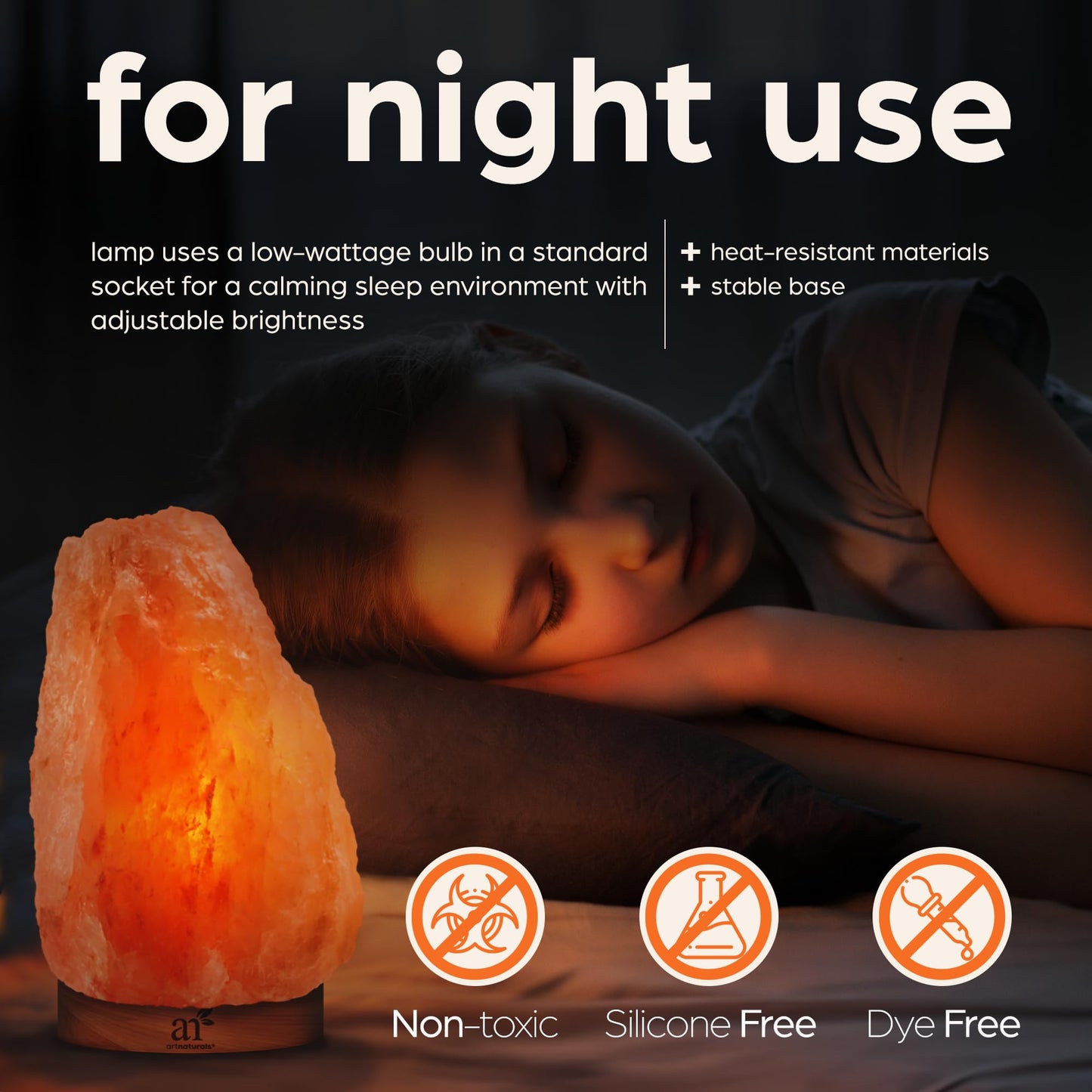 Artnaturals Himalayan Salt Lamp - Hand Carved Pink Crystal Night Light with Wooden Base for Relaxation & Energy