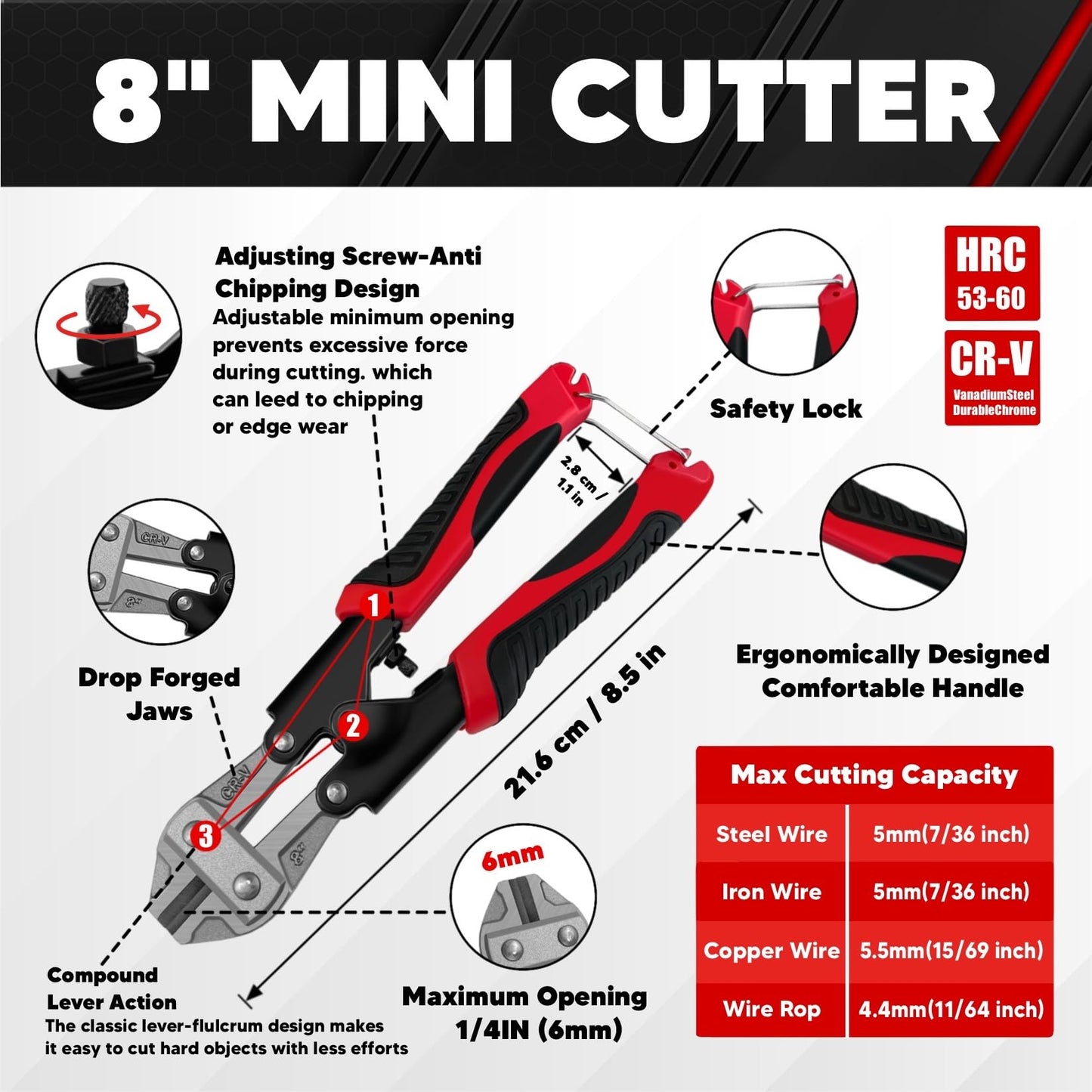C&T 4-Piece Bolt Cutter & Pliers Set – 14” & 8” Bolt Cutters, 8” Wire Cable & Rope Cutters, Cr-V Blades, Carry Bag
